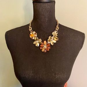 Loft Brand: Statement Necklace Gold Tone Flowers